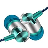 Tuscom Universal 3.5mm in-Ear Stereo Wired Earbuds Earphone with 1.2M Knitted Cable,Built-in Hands-Free Microphone, (Blue)