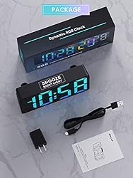 Dynamic RGB Digital Clock- 7"Alarm Clock For