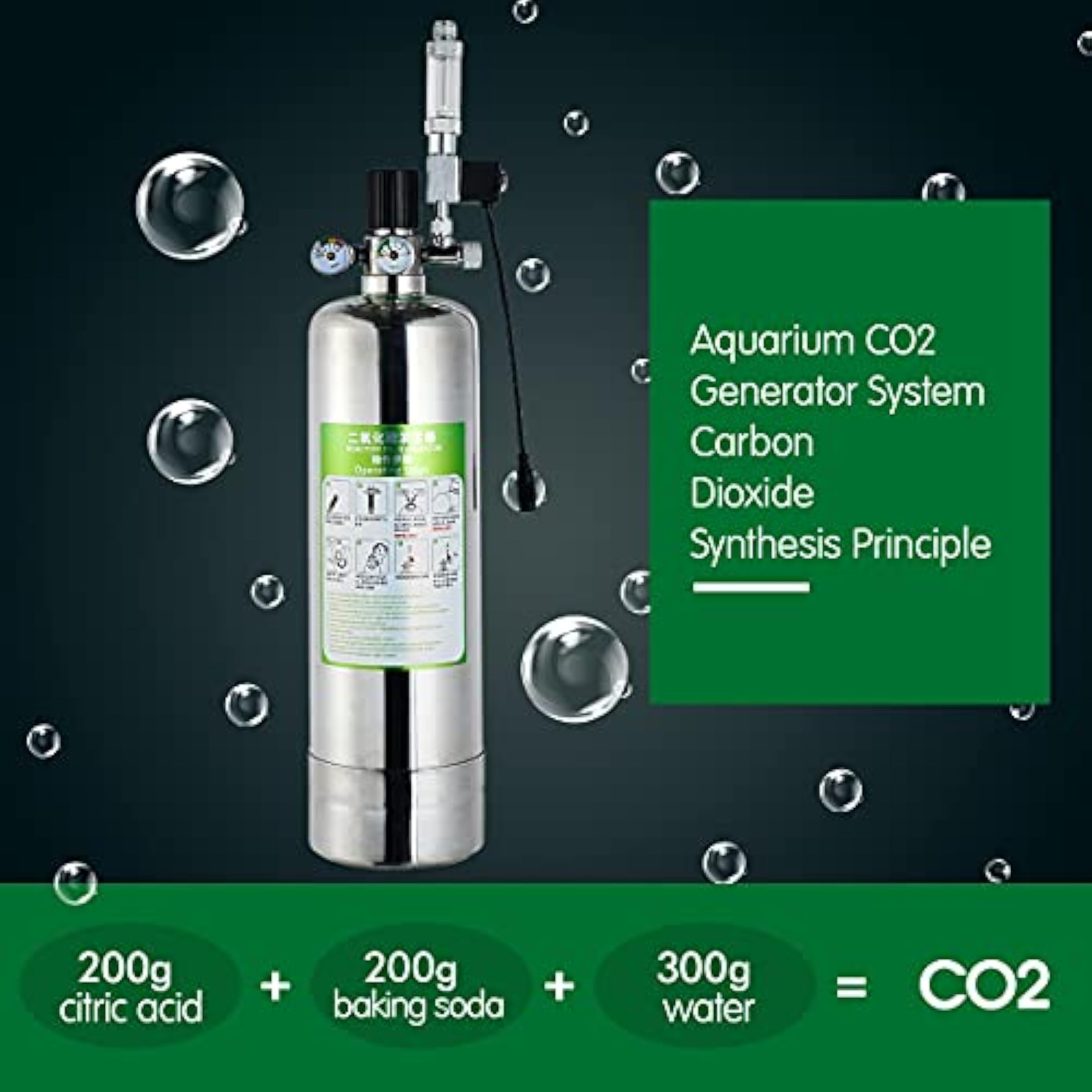 ZRDR CO2 Generator System Carbon Dioxide 2L with Dual Gauge Display Pressure Gauge