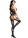 Amoretu Womens Crotchless Fishnet Bodystocking Jumpsuit Suspender Stockings Black