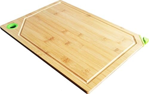 Tyrellex Bamboo Cutting Board with Knife Sharpener and Juice Groove - Can Hang Dry