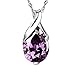 TOPSTARONLINE Silver Plated Purple Crystal Element Teardrop Amethyst Pendant Necklace