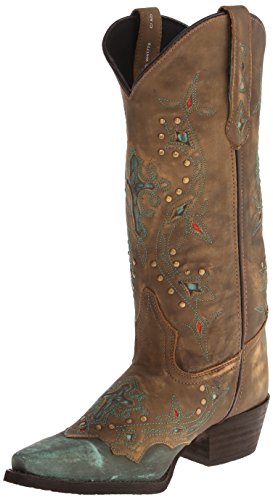 Laredo Women's Aphfrika Western Boot, Tan/Turquoise, 6.5 M US