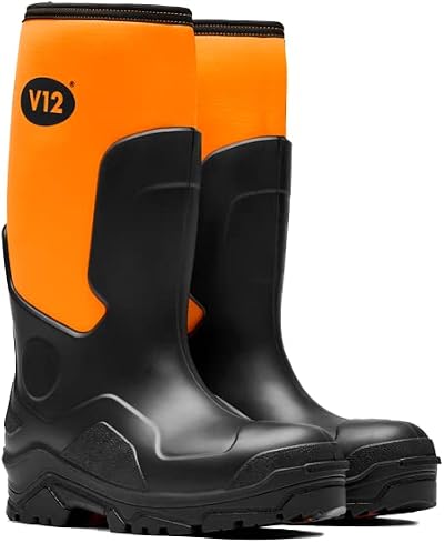 V12 Groundworker Construction Boot Unisex Black Orange 9 UK