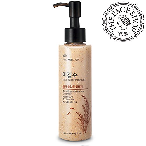 The Face Shop Rice Water Bright All-In-One Cleanser One Step Facial Cleanser Mositurizing And Brithening Care For All Skin Types 145mL/4.9Oz
