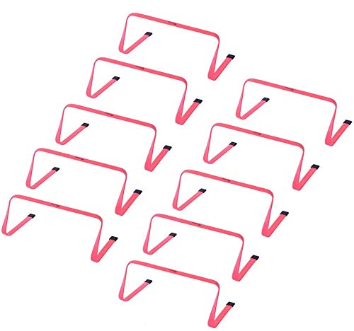 Kosma Pack of 10 Agility Training Fitness Flat Hurdles | Multi-Sport Speed Training Aid with Carry Handle : Size 12 Inch (Color - Pink)