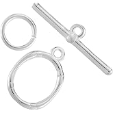 Beebeecraft 1 Box 10 Sets Toggle Clasps 925 Sterling Silver Plated Brass Oval T Bar Jewelry Clasps Connectors with 10Pcs Open Jump Rings for Necklace Bracelet Earring Making