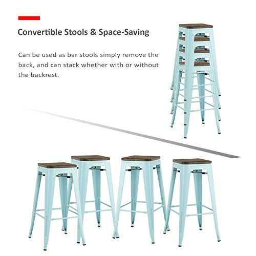 Mecor Metal Bar Stools Set of 4 w/ Removable Backrest , 30'' Dining Bar
