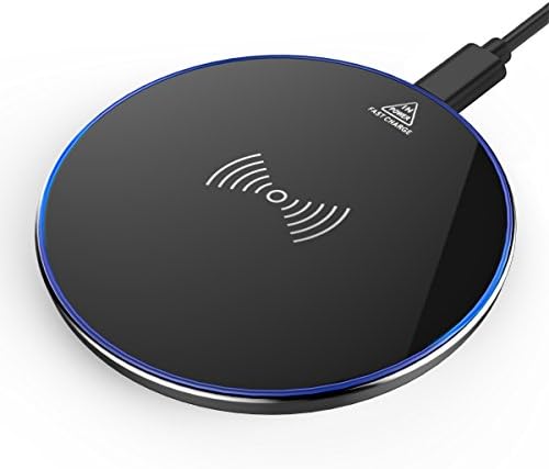 Wireless Charger, iPhone X Wireless Charger Ultra Slim Qi Fast Wireless Charging Pad for iPhone X, iPhone 8 / 8 Plus, Standard Samsung Galaxy Note 8 S6 S7 S8 / S8 Plus(No AC Adapter) (Black-1) …