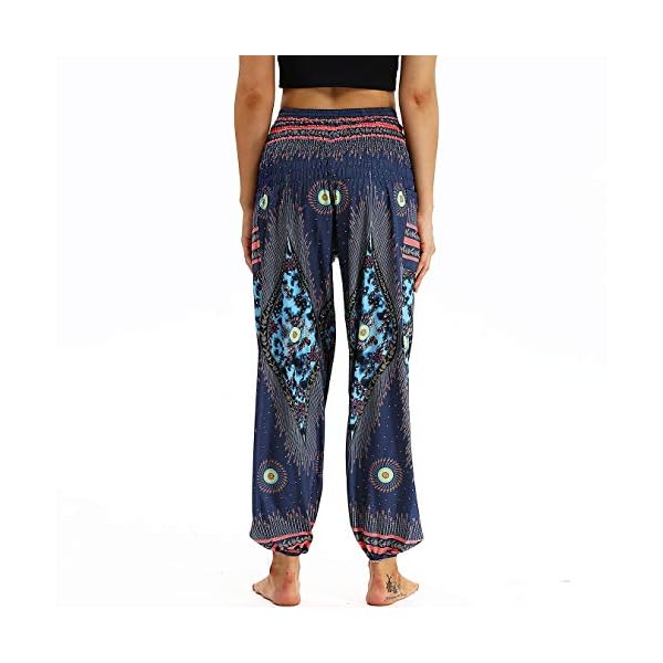 Nuofengkudu Mujer Pantalones Harem Tailandes Hippies Vintage Boho Flores Verano Alta Cintura Elastica Casual Danza Yoga… | DeHippies.com