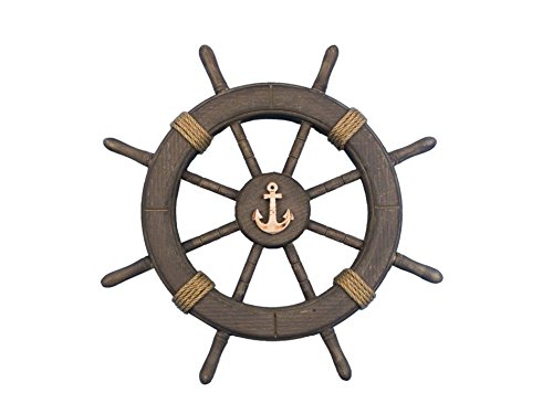 Antique Decorative Ship Wheel With Anchor 18"- Ship Steering Wheel- Pirate Ship - Thumbnail 4