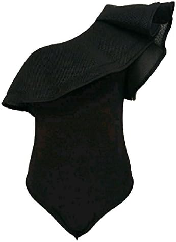 VividYouWomen Curvy Off Shoulder Solid Colored Fashionable Falbala T-Shirt Blouse Leotard Top Black S