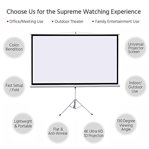Gotobuy Portable 100" Projector 16:9 Projection Screen Tripod Pull-up w/ Stand 87 x 49" - Thumbnail 5