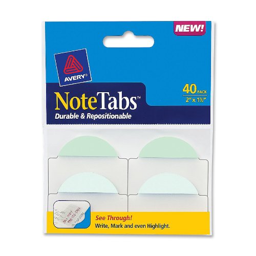 Avery NoteTabs, 2 x 1.5 Inches, Pastel Blue and Green, 40 per pack (16294)