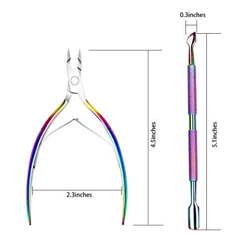 Cuticle Trimmer with Cuticle Pusher - ECBASKET Chameleon Cuticle Nipper Clipper Cutter Dead Skin Remover Scissor Plier Durable Manicure Pedicure Tools for Fingernails and Toenails - Thumbnail 7
