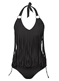 BAISHENGGT Women's Tassel Fringe Padded Bikini One Piece Swimsuits