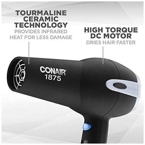 Conair 1875 Watt Ionic Ceramic Hair Dryer, Black - Image 4