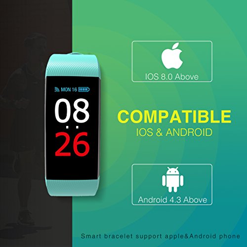 Blood Pressure Monitor Fitness Tracker Heart Rate Monitor READ R11 Pedometer Calorie Counter Activity Tracker Sleep Monitoring IP67 Waterproof Call SMS SNS Remind Watch for Android IOS … (green)