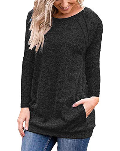 Uniboutique Womens Tunic Long Sleeve Casual Ladies Top Shirt Black XL