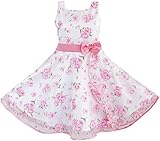 Sunny Fashion Girls 3 Layers Dress Pink Flower Wave Pageant Wedding