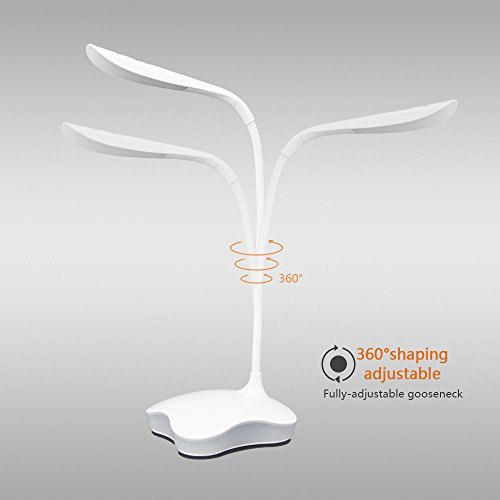 LED Desk Lamp, XIAOKOA Eye-caring Flexible Table Lamps, Dimmable Office Reading Lamp with USB Charging Port, Touch Control, with Night Light and 3 levels brightness, Twistable Tube,14LED Table Lamp