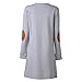 Cylyfmia Women's O Neck Long Sleeve Elbow Patch T-Shirt Dress