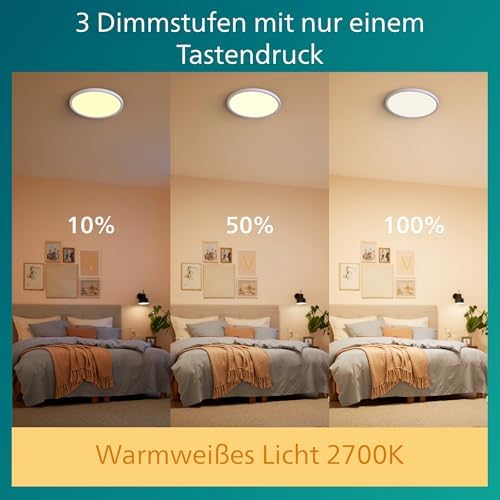 LED SceneSwitch Deckenleuchte (18 W), LED Deckenleuchte mit 3 Helligkeitsstufen und warmweißem Licht, energiesparende Raumbeleuchtung mit EyeComfort, schwarz