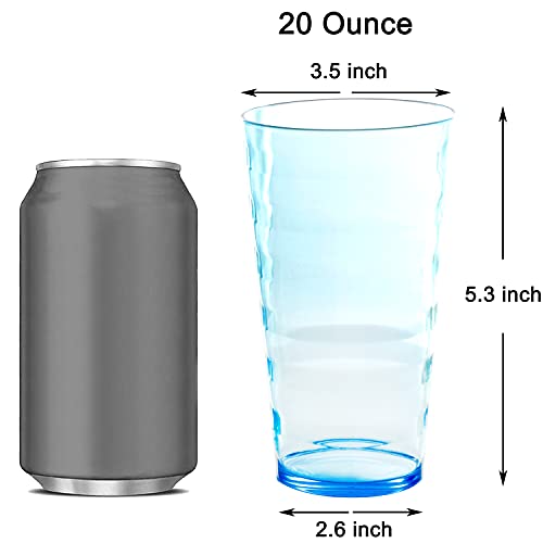 Youngever 9 Pack 20 Ounce Plastic Tumblers, Cafe BreakResistant