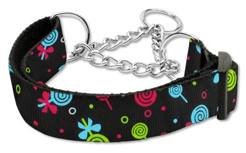 Mirage Pet Lollipops Nylon Ribbon Collar Martingale Medium Black
