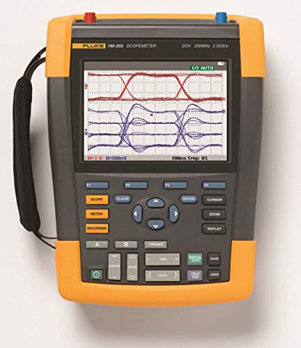 Fluke 190-204/AM/S 4 Channel LCD Color ScopeMeter Oscilloscope with SCC290 Kit, 200 MHz Bandwidth, 1.7ns Rise time