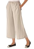 Women's Plus Size Pants, Cropped Length In Cool Linen Blend