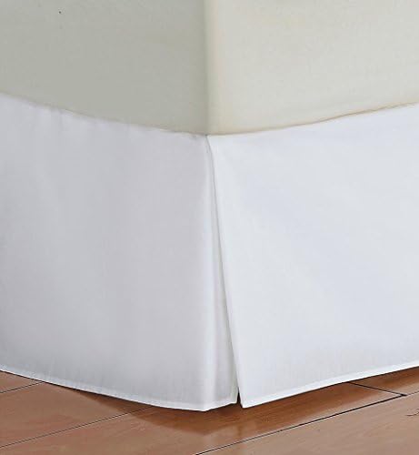 Sky Homes Hotel Quality 700-Thread-Count Egyptian Cotton King Size One Piece Split Corner Bed Skirt 17 Inch Drop Length White Solid