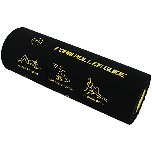 CASL Brands High Density Foam Roller with 9 Printed Instructional Exercises for Deep Tissue Muscle Massage, 18 Inch - Perfect for Physical Therapy or Workouts