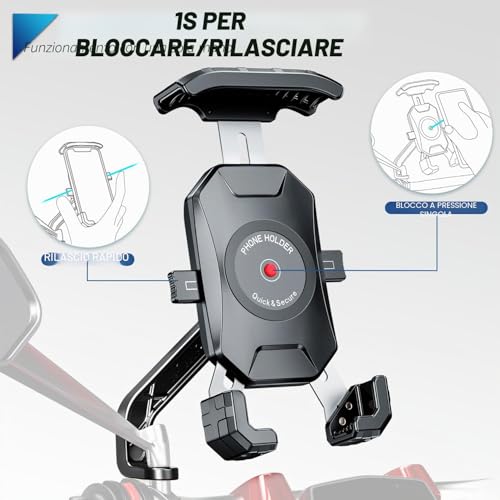 KTUEOV Mobile Phone Holder, 360 Degrees Rotatable Motorcycle Phone Holder Anti-Vibration Mobile Phone Holder Scooter Mirror Anti-shake Smartphone Holder for 4.0-7.0 Inch Phone (Black)
