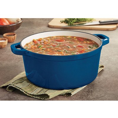 Click Here to See More Images Castlecreek Enameled Cast Iron 6.5-Liter Dutch Oven with Lid - Blue, Model# 6509