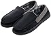 MIXIN Men's Casual Pile Lined Indoor Outdoor Rubber Sole Micro Suede Moccasin Flats Slippers Black and Grey Size 9.5-10.5