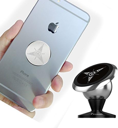 Magnetic Car Mount With Better Aluminium Plate Universal Magnetic Cell Phone Holder Dashboard Mount For iPhone 8 7Plus 6 Plus 5 Samsung S3 4 5 Note 6 Alomst All Smartphone (Silver)