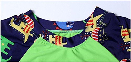 Monvecle Boys' 3-Pieces Short Sleeve Sun Protective Rashgurad Set with Swim Cap UPF 50+ Green 7-8y