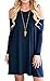QIXING Women's Off The Shoulder Summer Swing Tank Sundress Navy Blue-XL