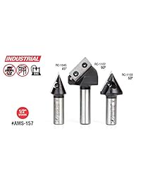 Amana Herramienta ams 150 4 pc 3d CNC, letras & grabado Insert SC 45, 60, 90 & 120 Deg X 1 2 de rotulación SHK V Groove Router Bit Set