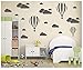 DXLING White Clouds & Hot Air Balloons Nursery Kids Childs Room Vinyl Wall Art Sticker Baby Wall Decals Removable Waterproof Wallpaper D952 (Grey)