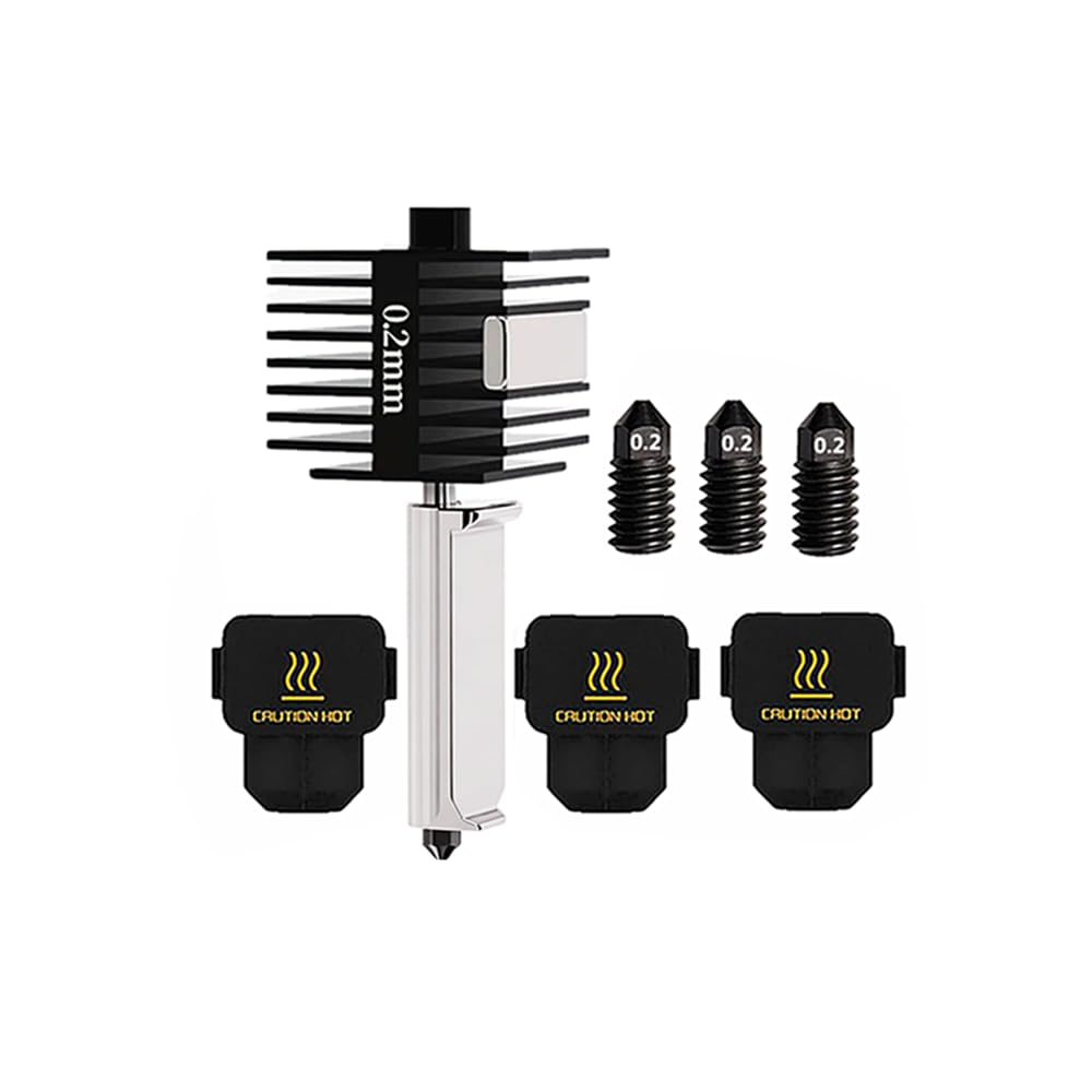 Photo 1 of 0.2mm Hotend Print Head Extruder Kit for Bambu Lab A1/A1Min,with 3Pcs 0.2mm Hardened Steel Nozzles and 2Pcs Silicone Cover Socks for Bambu Lab A1/Mini 3D Printer Accessories (0.2mm)