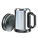 Isosteel VA-9557 0.4 L Mug with Plastic Lid and Removable Non-Slip Base Double-Walled, 18/8 Stainless Steel