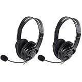 Insten [2 Pack] Gaming Headset Chat Headphone with Mic Microphone for Xbox 360 Live Wireless Controller, Black