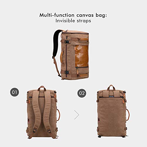 WITZMAN-Vintage-Rucksack-Canvas-Herren-Reiserucksack-Gross-Convertible-Reisetasche-Daypack-Wanderrucksack-2063-Braun