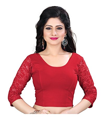 pre-smart plain cotton lycra readymade blouse (maroon)