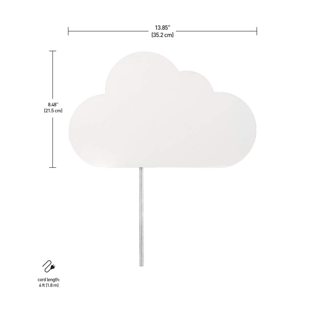 GLOBE Electric 51492 1-Light Floating Cloud Plug-in Wall Sconce, Matte White, 6ft Clear Cord, Inline On/Off Rocker Switch, Lights for Bedroom, Bulb Not Included, Mounted Bedside Lamp