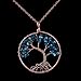 Family Root Wire Wrapped Tree of Life Crystal Pendant Necklace Charm Light Sapphire Pendant September Semi Precious Natural Raw Birthstone Birth Stone Necklace Wisdom Tree Necklace