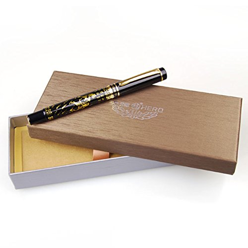 Hero Classical Black & Golden Eight Running Horses Fountain Pen With Medium Nib Gift Box Birthday Present - Thumbnail 7