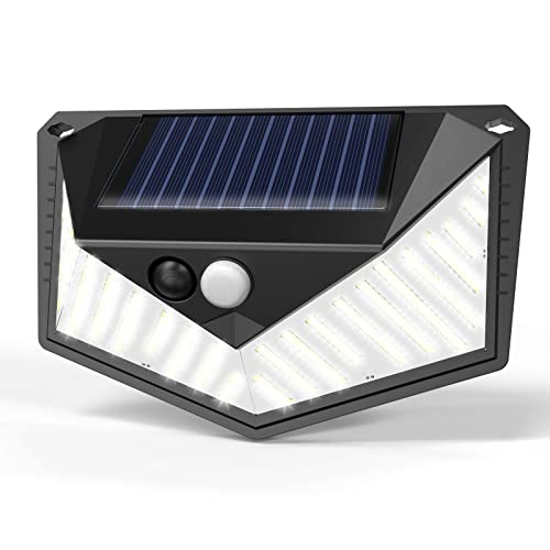 Solar Outdoor Lights 220 LEDs Super Bright, Motion Sensor Outdoor Lights with 3 Lighting Modes and 270° Lighting Angle, IP65 Waterproof Security Solar Wall Lights for Garden Patio Yard Fence (2Pack)